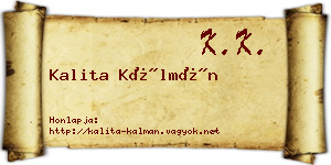 Kalita Kálmán névjegykártya